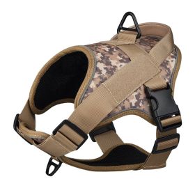 Dog Harness; large dog training tactical chest strap; K9 pet chest strap; vest type reflective dog rope; explosion-proof impulse traction (Specification (L * W): L, colour: black)