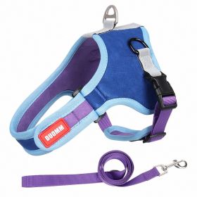 dog Harnesses and dog leash set; Suede Pet Chest Strap Saddle Vest Style Dog Chest Back Reflective Dog Strap Dog Rope Wholesale (Specification (L * W): L, colour: Blue)