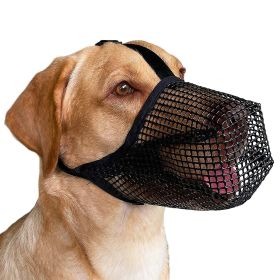 Pet Muzzle Mask Soft Mesh Muzzle Adjustable Dog Mouth Cover with Breathable Mesh Adjustable Neck Forehead Strap (Color: Black, size: XL)