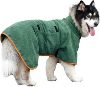 Green  Bata De Baño De Microfibra Para Perro, Toalla Súper Absorbente Para Perro, Bata De Baño Para Cachorros, Perros Medianos Y Grandes (size: L)